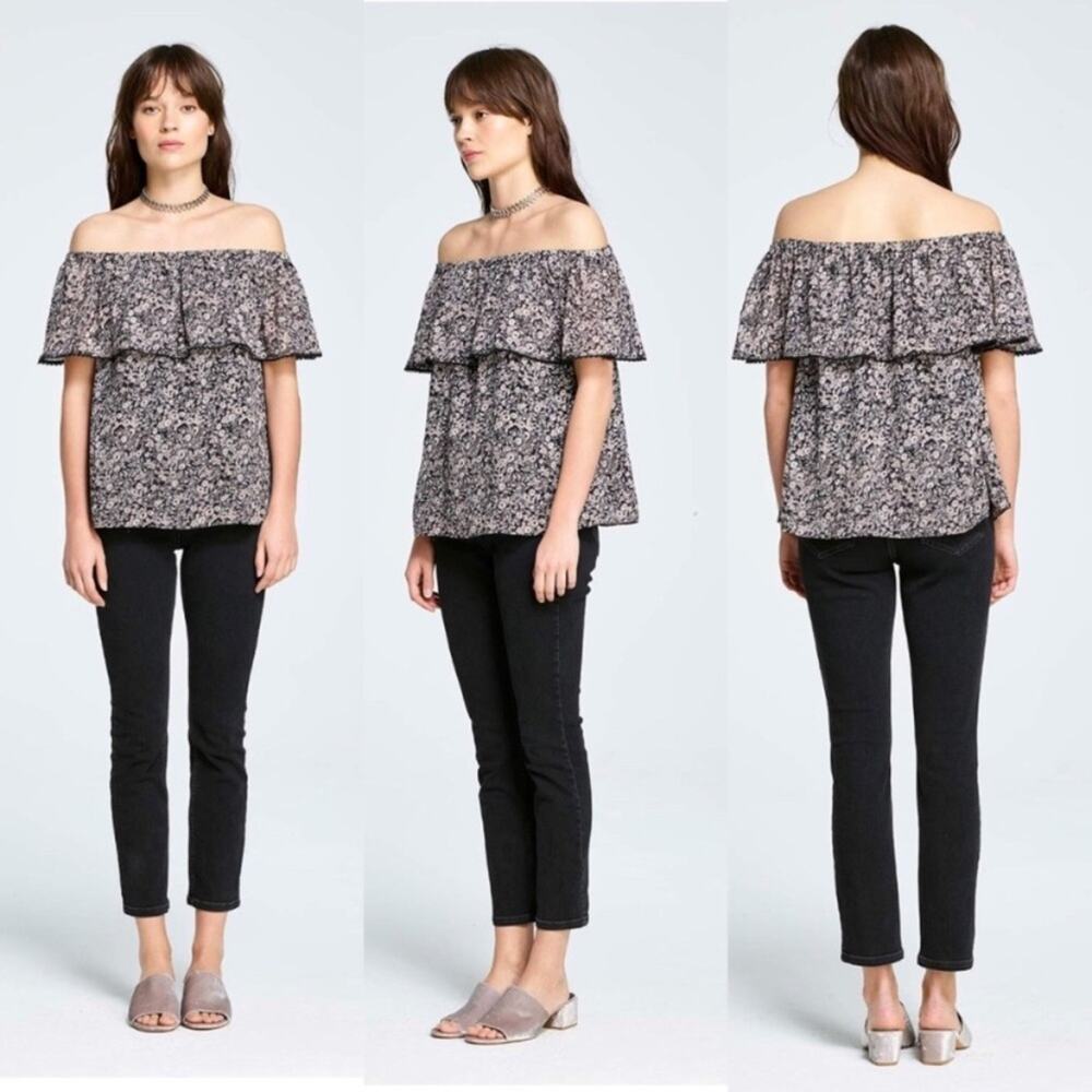 Rebecca Minkoff Wildflower Deb Top Womens Size S Black Off the Shoulder - Picture 7 of 14